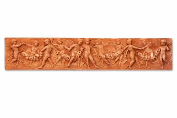 Fascia Putti Grande – Impruneta Terracotta Relief mit tanzenden Putten